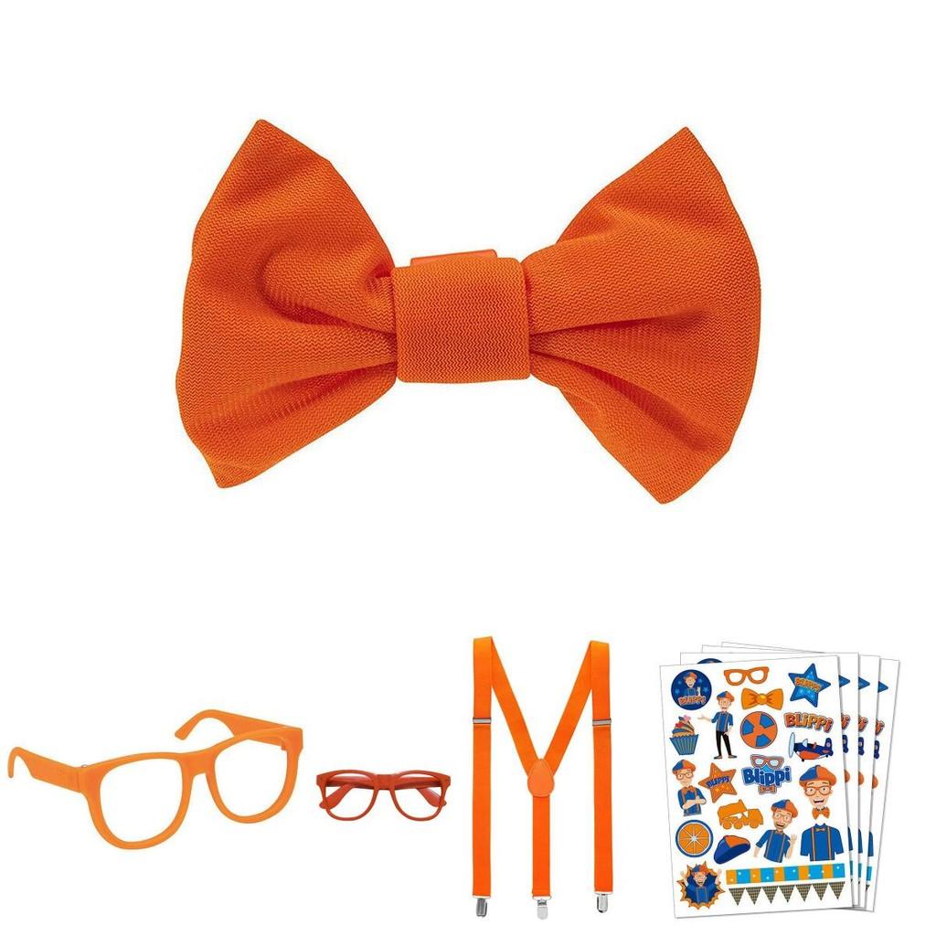 Autentico Set Gioco di Ruolo Blippi con Cravattino a Clip, Occhiali e Cappello in Tessuto Morbido