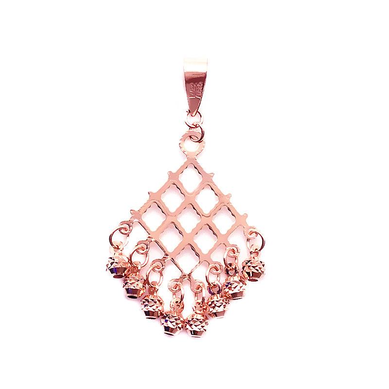 Exquisite Colored Gold Russian Rhombus Diamond Pendant 585 Rose Gold Plated Exquisite Fashion Korean Version Female Collarbone Chain