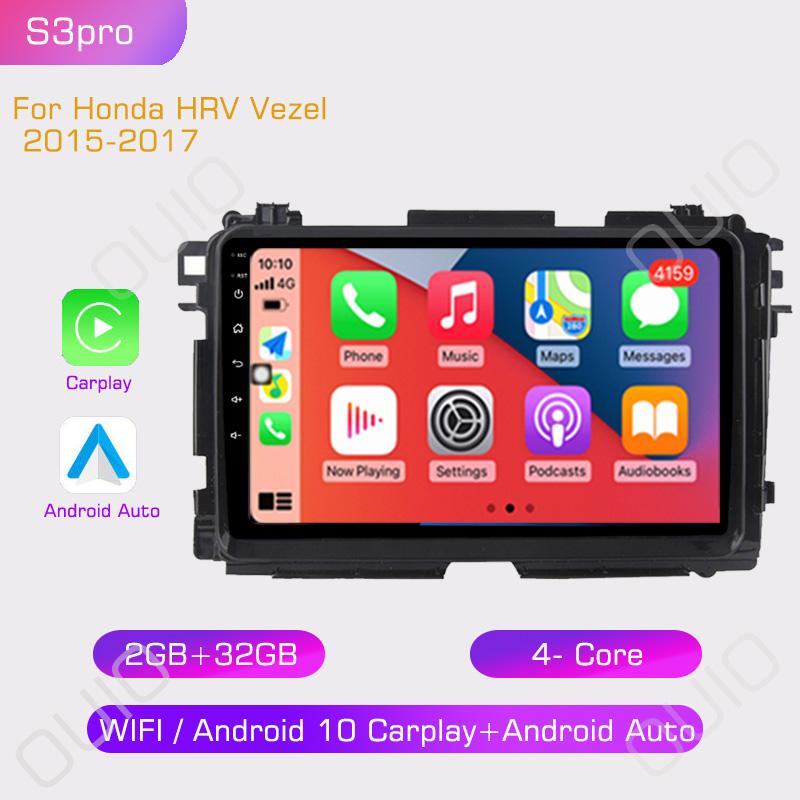 2din 9inch IPS HD Android10 Car Radio Multimedia Player Carplay Auto GPS Navigation DSP BT For Honda HRV Vezel 2015 2016 2017