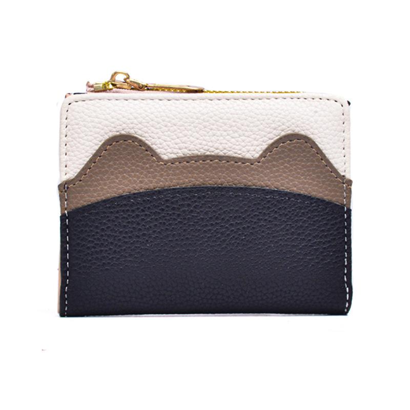 Fashionable Korean-style Women's Wallet  Multi-functional Mini Card Case  Small Student Thin Design  Cute Color-blocking Coin Purse