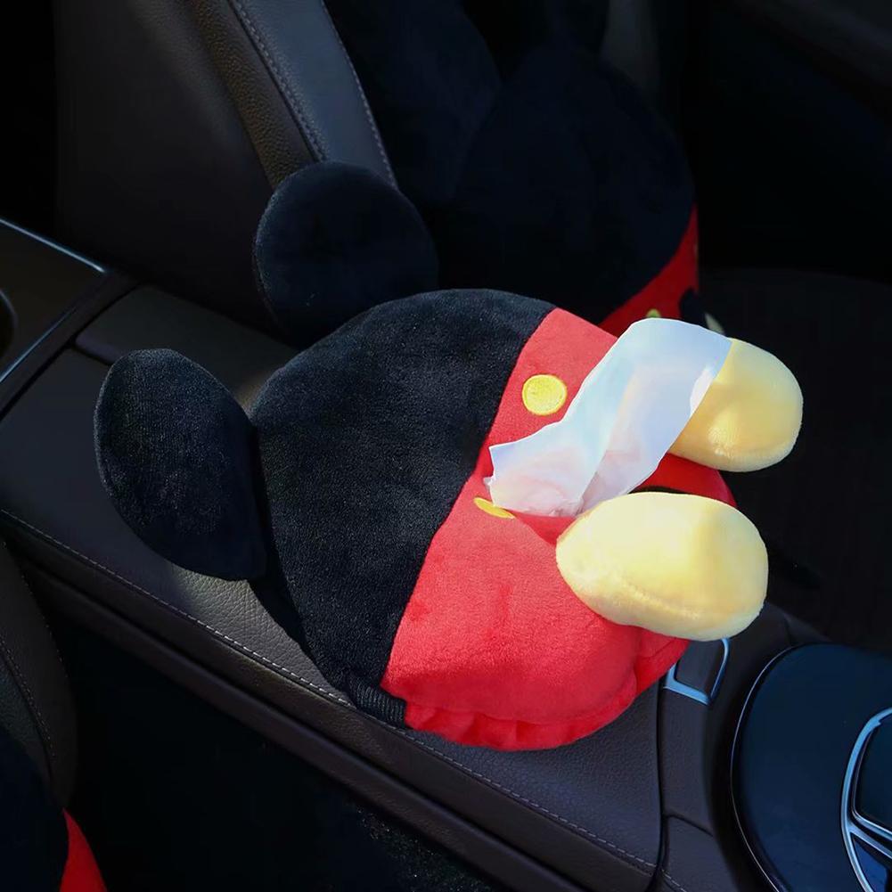 Car  Armrest  Box  Tissue  Box Plush Cartoon Animal Shaped Tissue Box Sun Visor Hanging Drawer