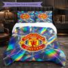 Manchester United Pattern 3 Pieces Bedding Set Soft Microfiber Duvet Cover with Pillow Cases for Bedroom