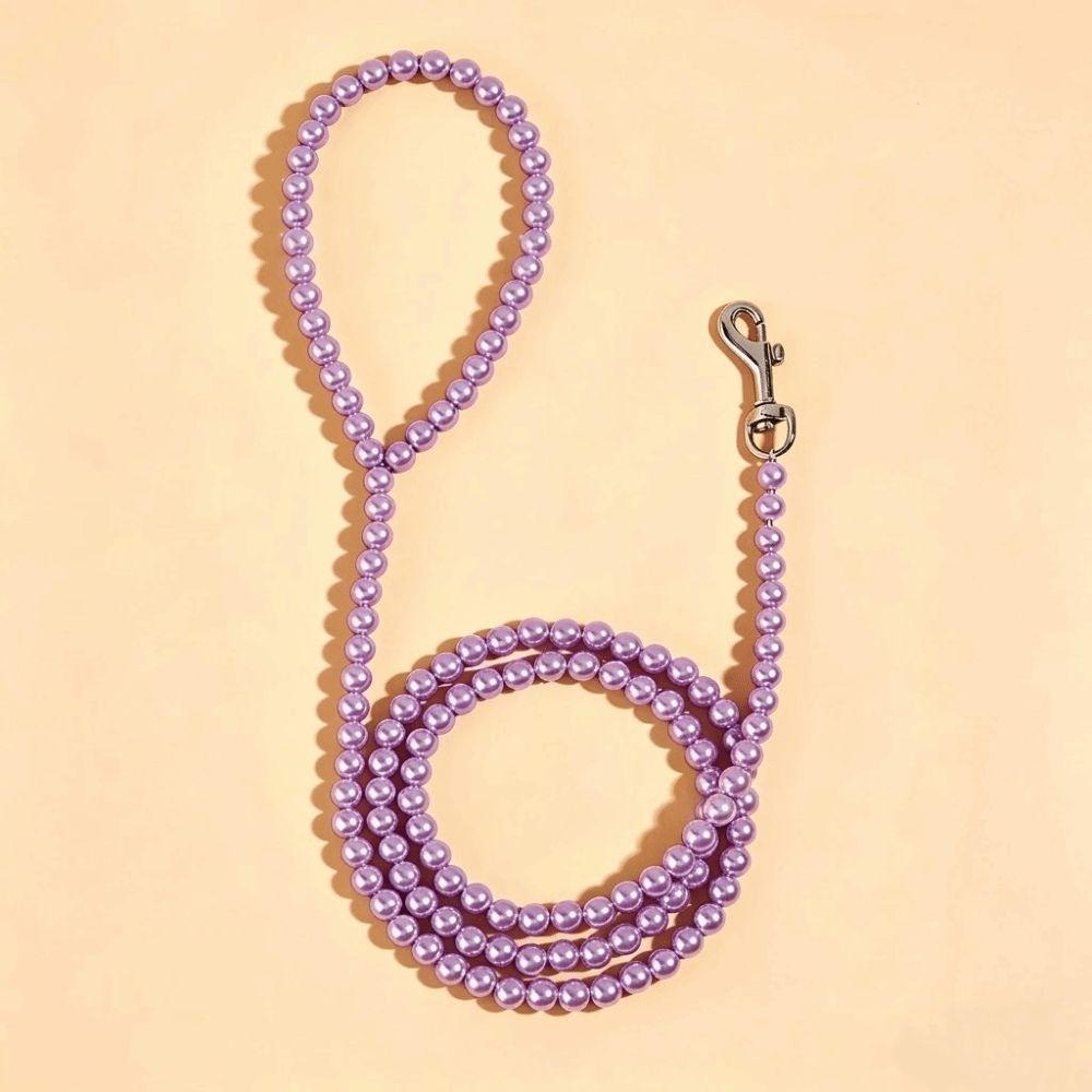 Bite-Resistant Beaded Dog Leash Anti-Escape Waterproof Pet Training Leash Artificial Pearl Solid Color Dog Lead Leash