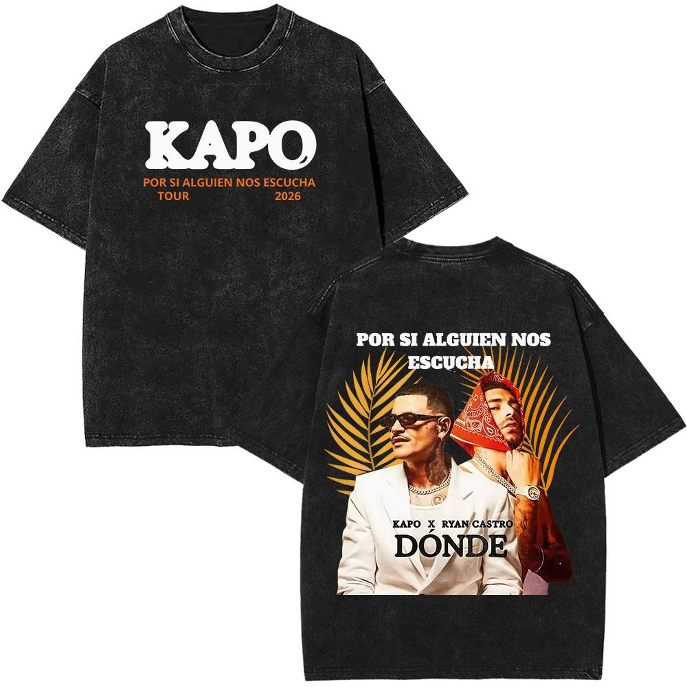 Rapper Kapo Por Si Alguien Nos Escucha Album Tour Print Tees Men Women Fashion Hiphop Loose Casual Washed Vintage TShirts