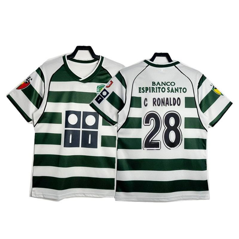Lisbon Retro Jersey Football Jersey Classic Nostalgic No. 28 C Ronaldo Game Long Short-sleeved Sports Jersey