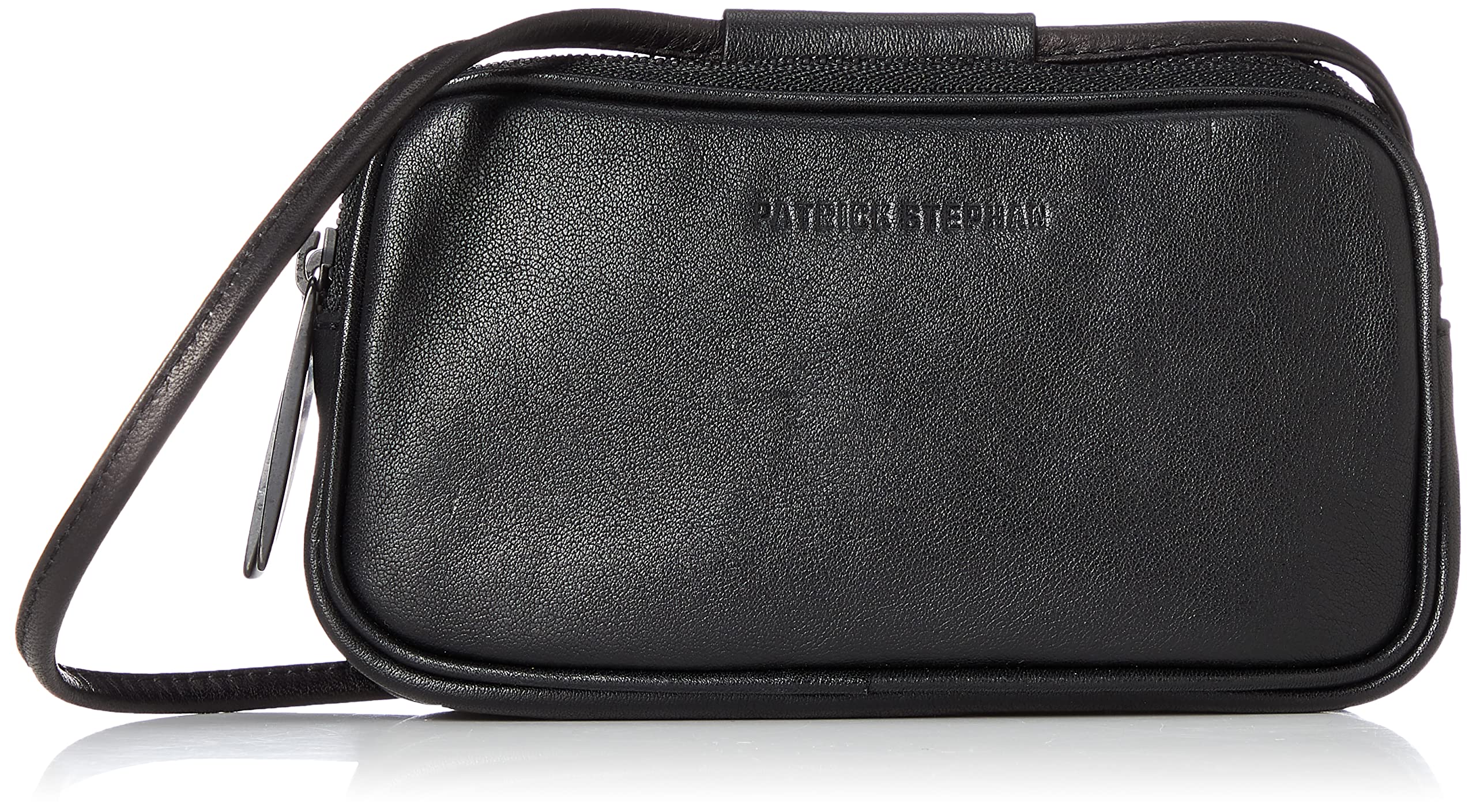 

Patrick Stephan Double Zip Shoulder Bag, Cowhide Leather, Black with Black Metal, 213ABG06