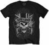 Camiseta Oficial Guns N Roses Calavera Desgastada Negra Rock Clásico Banda Masculina Slash