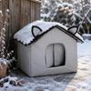 Casă pentru animale de companie cu urechi de pisică cu clapetă la intrare Adăpost închis rezistent la vânt Acoperiș înclinat