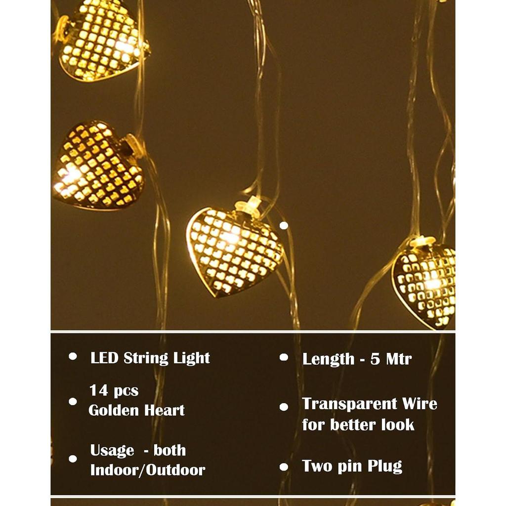 String Lights for Decoration, Rice Lights, Fairy Lights, 5 Meter 14 LED Indoor Decorative Lights for Wall, Waterproof String Lights