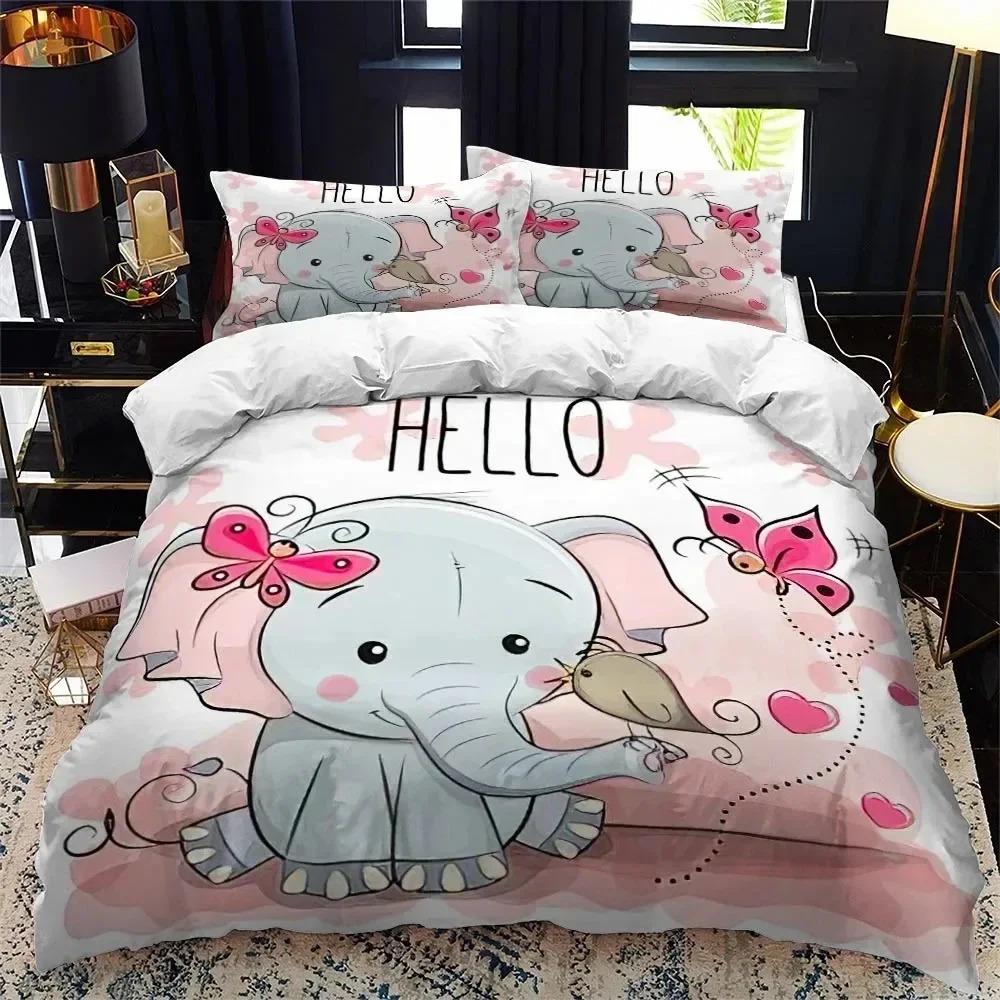 Comforter Animal Elephant Cartoon Bedding Set Bed Set Comforter King Queen Size Boys Adult Bedding Set