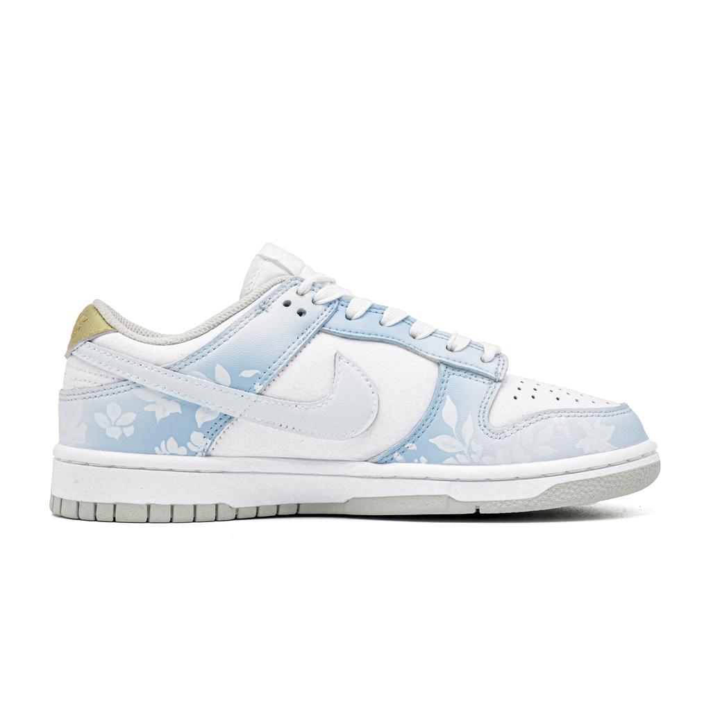 Nike Dunk Fortune Love, Footprint Innovation Leather Abrasion Resistant Low Top Skateboard Shoes Unisex White Blue Gold DD1503-103(Team726-)