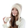 Women'S Knit Beanie With Pom Pom Oversized Winter Hats Slimming Face Fleece Lined Ear Flap Slouchy Cap For Women X097
