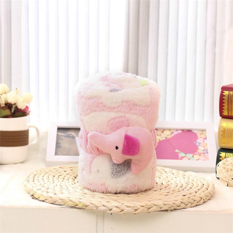 

3D Плед из кораллового флиса «Маленький слоник» и набор повязок на голову - Плед для сна двойного назначения и игрушка 80*100cm (Minimum order: 2000 units)