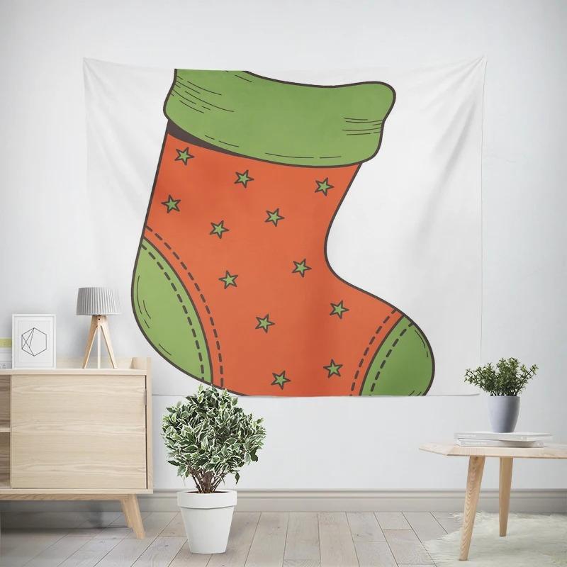Christmas New Year Socks Pattern Living Room Bedroom Decorative Tapestry
