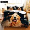 Golden Retriever Duvet Cover Set Boys Pet Pattern Comforter Cover Twin Size Print Bedding Set Microfiber Animal Dogs Quilt Cover