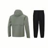 Li-Ning Water-Resistant Windbreaker Jacket With Hood And Letter Zipper Long Sleeve Comfortable Pants Casual Sports Suit AFDU951-4+AKLSC99-1