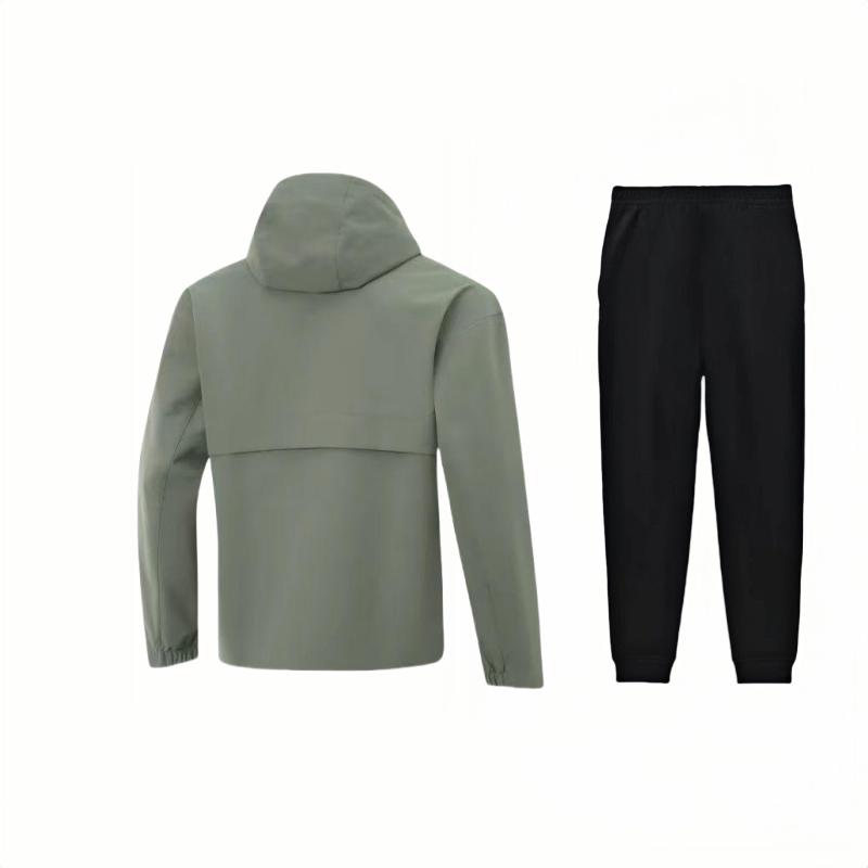 Li-Ning Water-Resistant Windbreaker Jacket With Hood And Letter Zipper Long Sleeve Comfortable Pants Casual Sports Suit AFDU951-4+AKLSC99-1