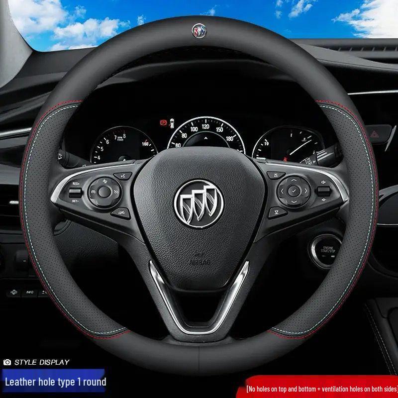 Genuine Leather Ultra-thin Breathable Anti-slip Steering Wheel Cover for All Seasons