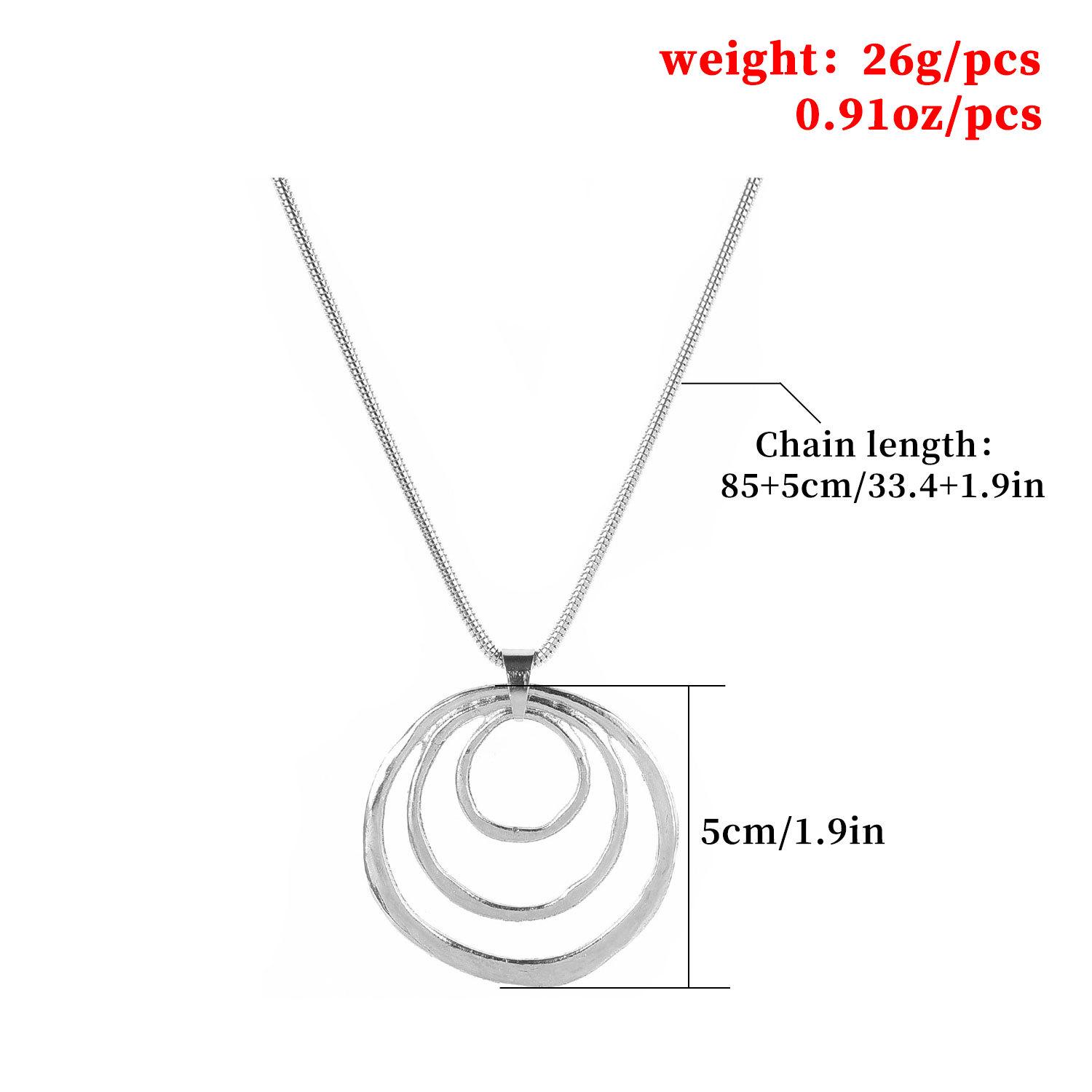 New ring pendant necklace, retro exaggerated necklace sweater chain серебряный