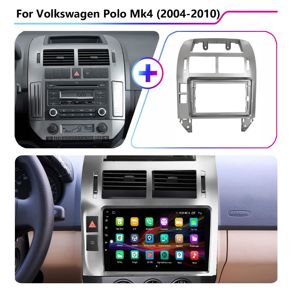 9 inch Car Radio Frame Auto Stereo Frame Kit for VW Volkswagen Polo 2004-2011 Mounting Bezel Faceplate Car Interior Front Dash Center Fascia