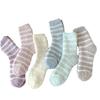 Women's Thick Coral Fleece Socks – Striped, Non-Shedding, Warm for Autumn & Winter