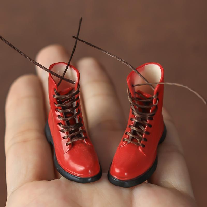 Mini Leather Doll Shoes 1 Pair 4*1.5cm for OB22 OB24 1/6 Licca Dolls Clothing Matching Dress Up Accessories