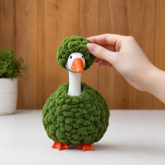 Plush Desk Goose Outfits, Handmade Crochet Goose Clothes and Hat, Porch Goose Statue Clothing, Goose Sculpture Costume for Desktop Decor