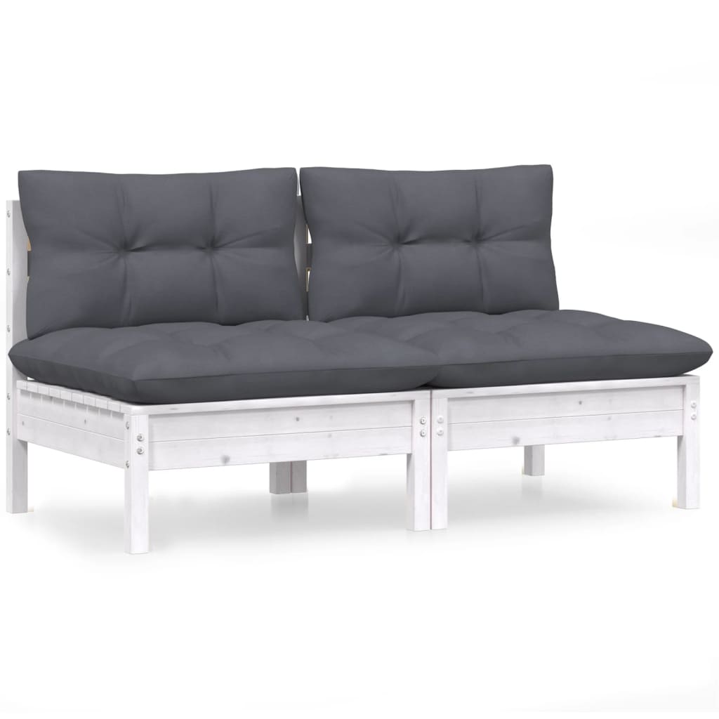 Vidaxl 2-Seater Garden Sofa with Anthracite Cushions, Pine