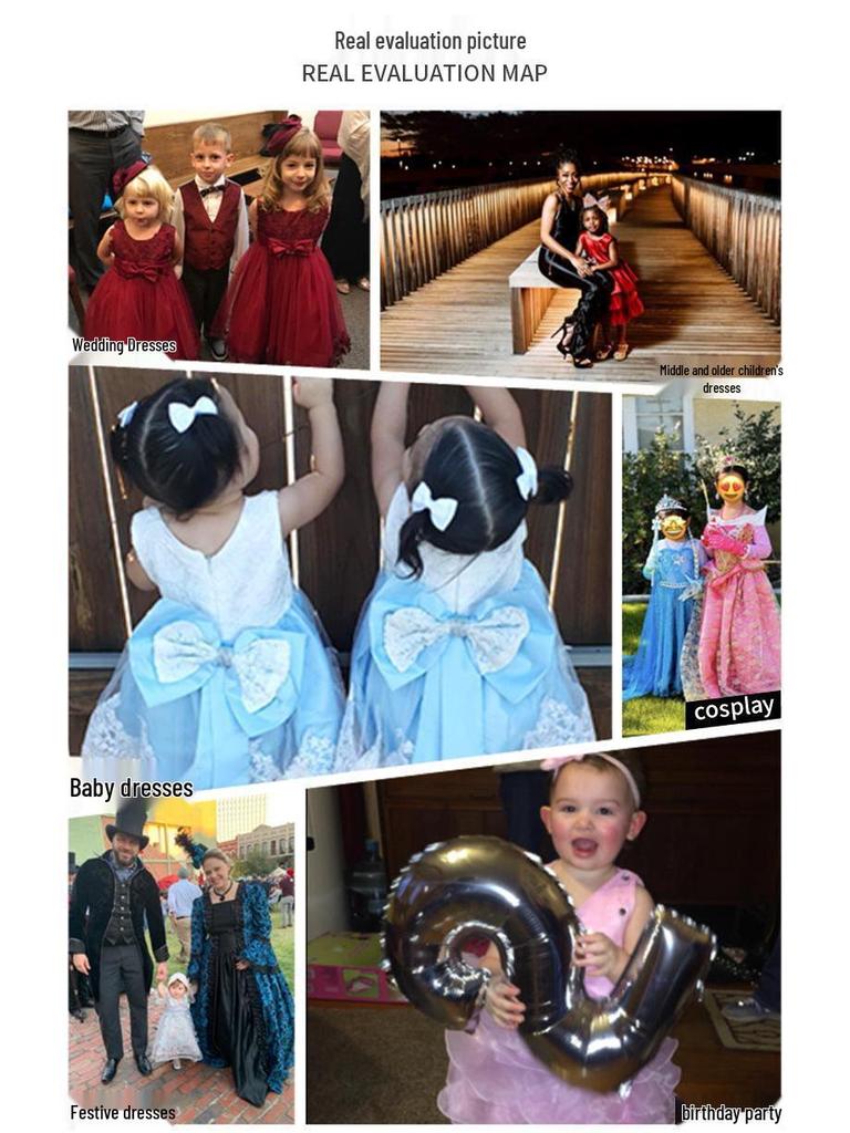 Children's Formal Embroidery Dress with Waist-Cinching Bow