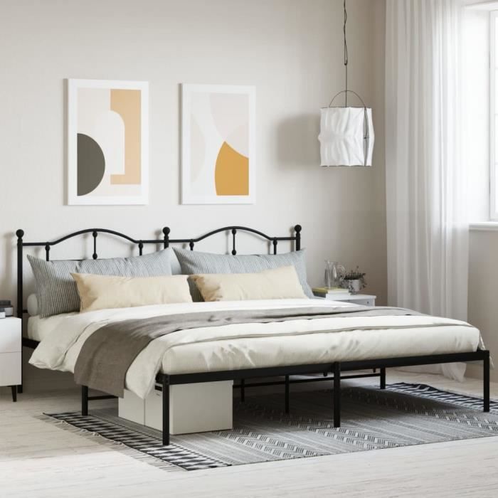 VidaXL Metal Bed Frame with Black Headboard 200x200 Cm 353446