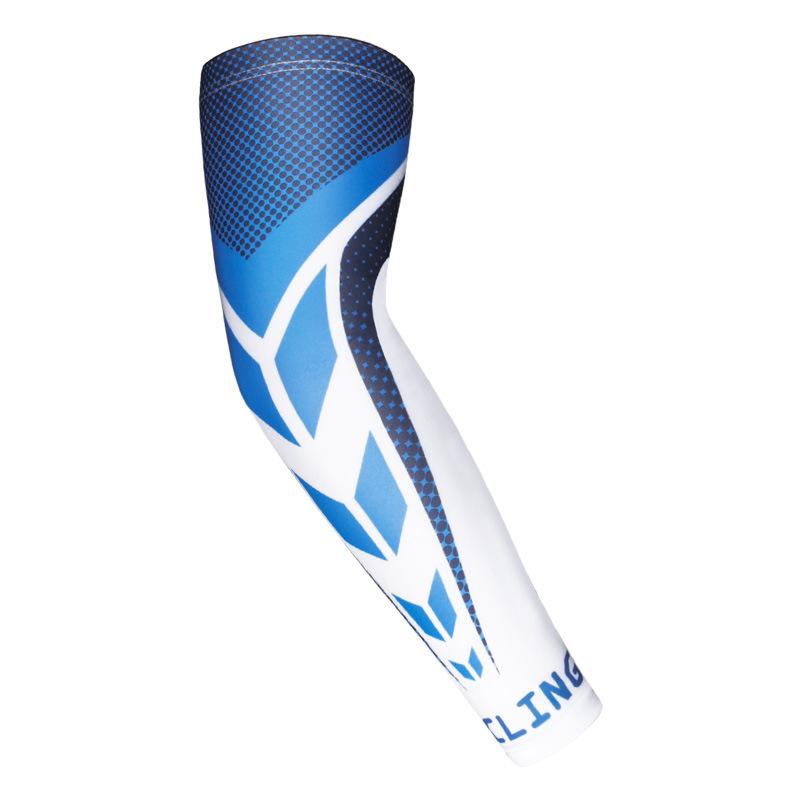

1Pair Arm Sleeves Sunscreen Breathable Compression Sleeve Anti-UV Sweat Absorbing Summer Outdoor Anti-Slip Elastic Arm Cover XXL синій