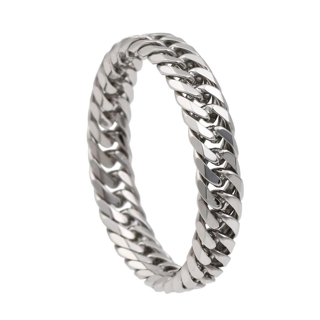 Platinum Double Curb Made In Pt850 Inner Diameter [FAIRY CULLET] Ring, 6-Sided Chain, Thin, Japan, (Size 16, 18mm/Circumference 56mm)