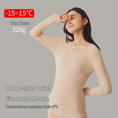 Damen Extra Dickes Fleecegefüttertes Thermisches Acryl-Basisschicht-Oberteil