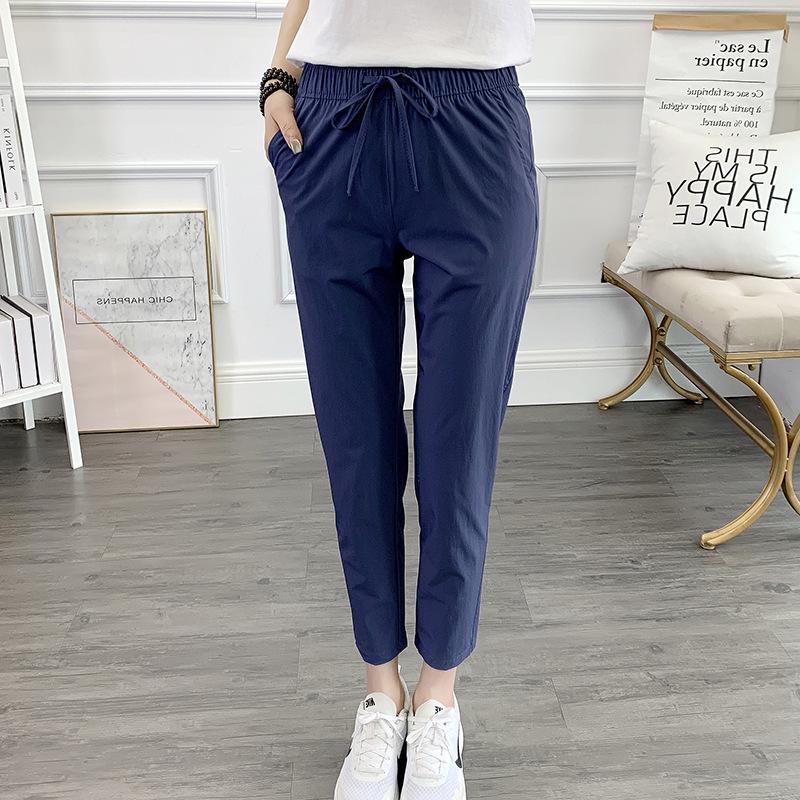 

Весенне-летние быстросохнущие эластичные брюки облегающего кроя - Дышащие, Повседневные, Длинные брюки из ледяного шелка 5XL