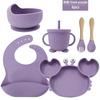 Silicone Dinner Plate Set Baby Children Learning To And Drink Feeding Tableware Baby 6pcs  Crab Compartment Food Bowl