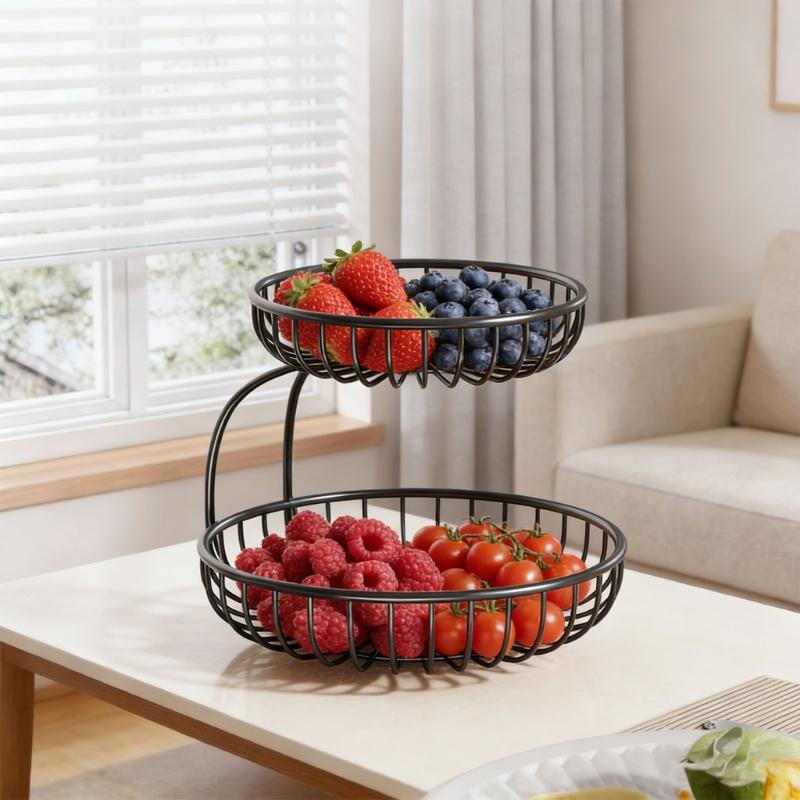 Modern Stackable Iron Wire Fruit Basket Metal Wire Kitchen Produce Stand Kitchen Metal Wire Fruits Stand Holder