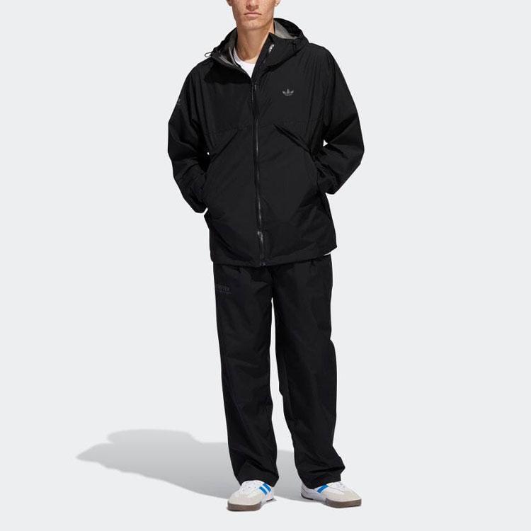 adidas Originals Solid Color Mid Waist Loose Straight Leg Casual Pants Men Bottoms Black HK9889