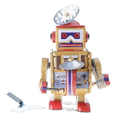 Antique Tinplate Toy Unique Robot Tin Drummer Vintage Wind Up Toy for Home Decoration and Collection