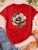 Watercolor Leopard Print Flower Women T-shirt Fashion Graphic Clothing Funny Harajuku T-shirt Female Clothes Tops