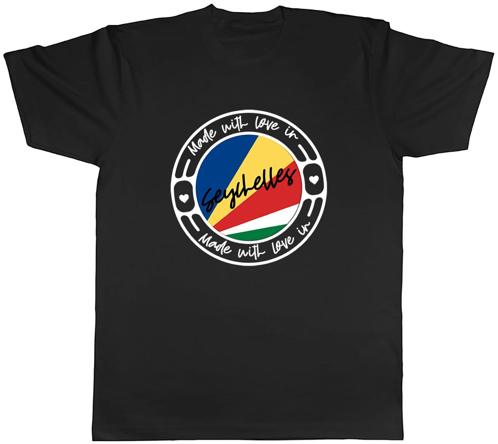 Made With Love In Seychelles Country Mens Unisex T-Shirt Tee Gift L