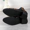 Ladies Shoes 2024 Fashion Sandals Women's Boots Leopard Ankle Boots Women Lace Floral Round Toe Square Heel Back Zip Shoes Women