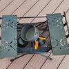 Portable Aluminum Folding Camping Table with Mesh Storage and Canvas