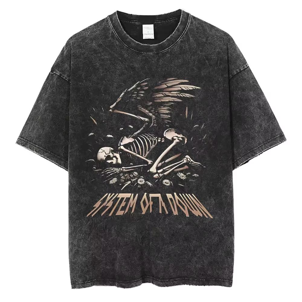 Vintage Washed System of A Down Toxicity Album Graphic T-shirt Unisex Rock Oversized Streetwear Short Sleeve Soft Cotton Breathable Tee Tops