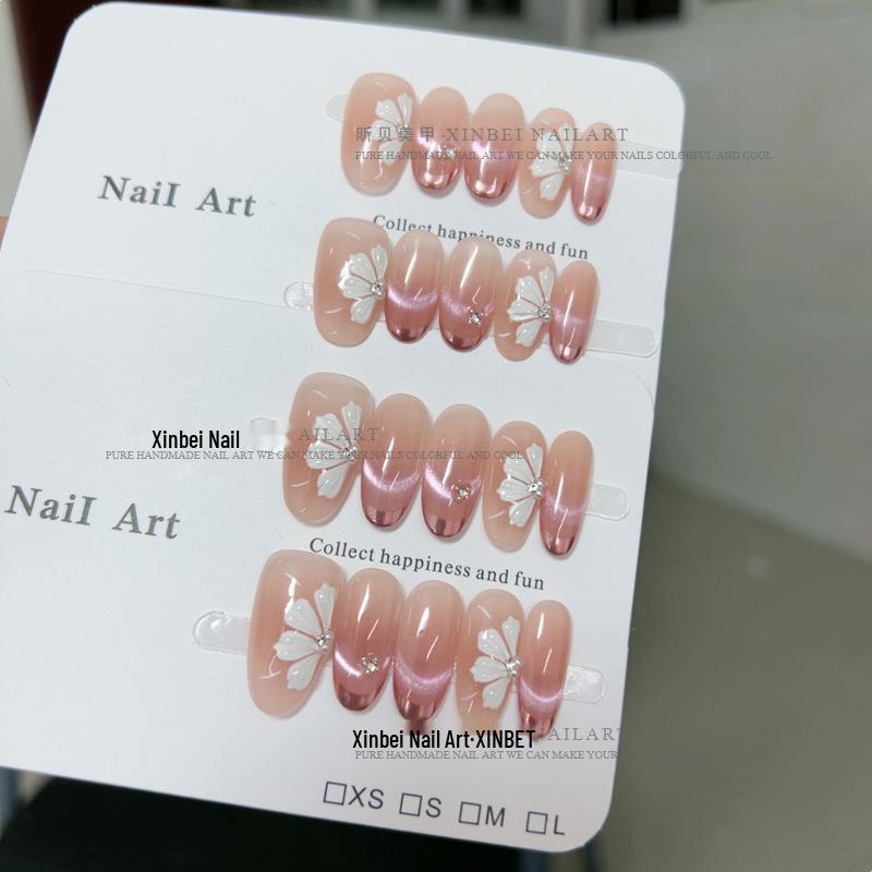 

Purple Noble Cat Eye Floral Nail Art Patches with 3D Petals