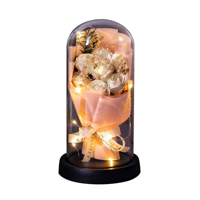 Valentine's Day Birthday Gift Glass Cover Eternal Flower Dried Flower for Girlfriend Rose Gypsy Practical Ornament