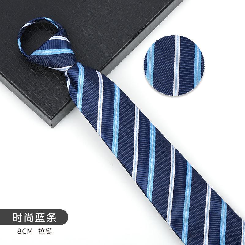Business Blue Formal Tie Zipper Groom Wedding Korean Version Narrow Lazy Without Striped Bow Tie Plaid