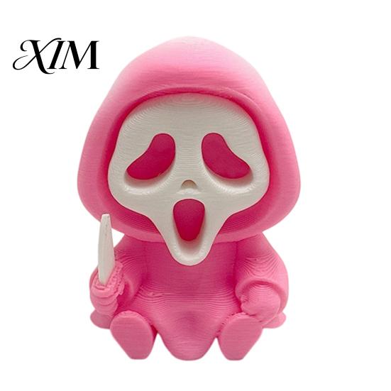 Desktop 3D Printed Skull Decor Halloween Ghost Statue, Cartoon Skeleton Sculpture, Textures Cute Dark Aesthetic Room Accessories Compact Horror