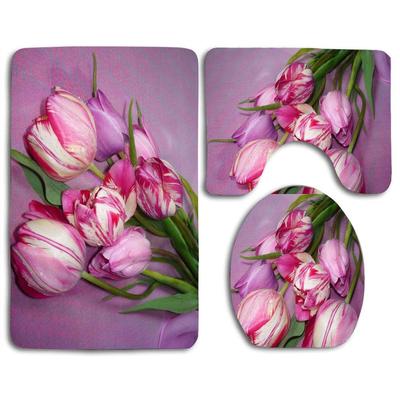 Tulips Purple Flowers Spring Holiday Easter Eggs 3 Piece Bathroom Rugs Set Bath Rug Contour Mat And Toilet Lid Cover Buy At A Low Prices On Joom E Commerce Platform