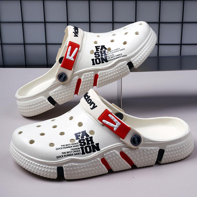 

Дырявые туфли мужские летние дышащие сандалии мужские повседневные пляжные туфли легкие шлепанцы на мягкой подошве мужские 50 белый