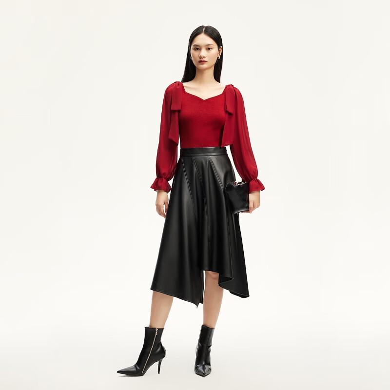 

VEROMODA Bow-Tie Chiffon Sleeve Ruffle Knit Top M